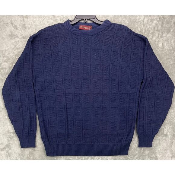 Other - VTG CC Hughes Men's Pullover Sweater Windowpane XL Long‎ Sleeve Navy Blue